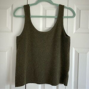 Knit Sweater Tank Top Women XL | Olive Green | Cozy Dark Academia
